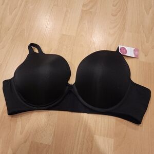 NWT Cacique Lane Bryant Black Boost Plunge Underwire Bra Size 46D So Light